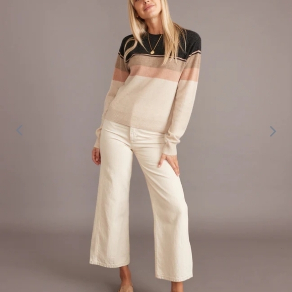 Marine layer Harper Cashmere Crewneck Sweater in Neutral Colorblock - Picture 4 of 7